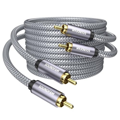 Subwoofer Cable 20ft/6M,RCA to RCA Audio Cable 24K Gold Plated Plug Double Shielded Digital Analog Support Amplifier, Home Theater, Hi-Fi System, Subwoofer（2-Pack） - size: 20ft/6M, style: RCA to RCA(2-Pack)