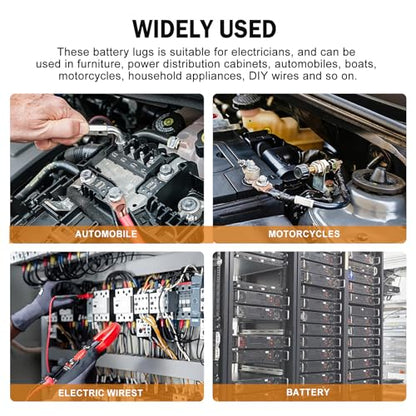 mankk 230PCS Copper Wire Lugs AWG 1 2 4 6 8 1/0 2/0 Gauge Battery Terminal Connectors Battery Cable Ends Connectors Copper Ring Terminal Kit with 3:1 Heat Shrink Tubing - color: 230PCS-Handheld Box