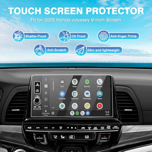 Karltys [Upgrade 2 Pack Screen Protector for 2025 2026 2027 Honda Odyssey 9-Inch Screen Protector[No Glare & Fingerprint] for Models EX-L/Sport-L/Touring/Elite Tempered Glass - size: 9" Honda Odyssey 2025-2027