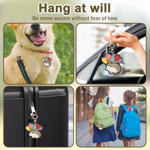 Hedgehog Love Balloon Leather Keychain Case Holder,GPS Tacker With Keychain Ring,Valentine's Day Gifts Access Card Scratch-Resistant,Finders Accessories For Pets, Luggage, Wallet, Backpacks - color: Hedgehog Love Balloon
