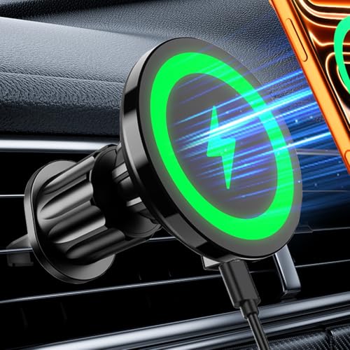 for MagSafe Car Mount Charger 15W Fast Magnetic Wireless Car Charger Holder - color: Black Air Vent Only