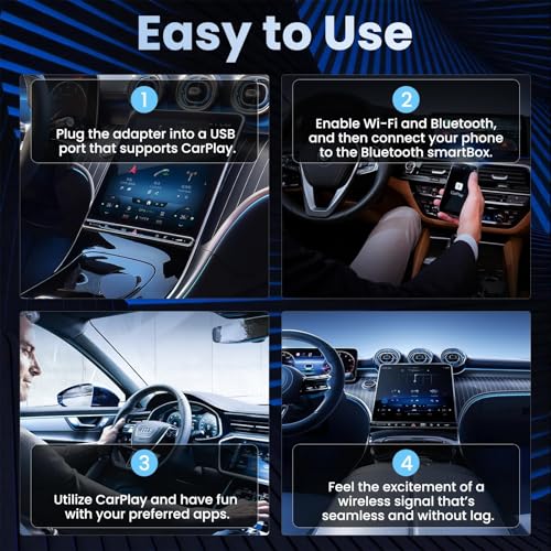 Wireless CarPlay Adapter 3 in 1, Convert Wired CarPlay to Wireless, Support Android Auto, AirPlay Screen Mirroring, Plug and Play for Cars with Factory Wired CarPlay