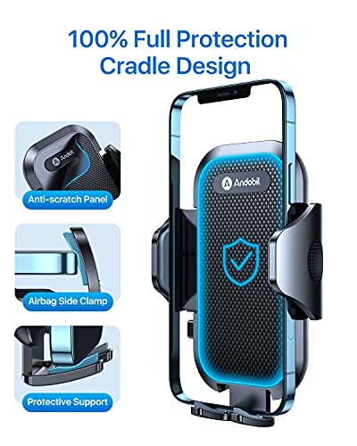 andobil 2026 Upgraded Car Phone Holder Mount for Vent, Military Sturdy Metal Clip Air Vent Phone Holder for Your Car Easy Used Cell Phone Car Mount for iPhone 17 Pro Max 15 14 13 Samsung S26 S25 - color: Black