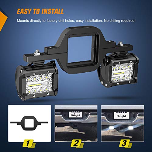 Nilight 2 Pcs 4 Inch 60W Led Pods with 2 Inch Tow Hitch Mounting Brackets Backup Reverse Lights Rear Light Bar for Pickup ATV SUV Truck Trailer Boat - color: Led Pods + 2" tow hitch