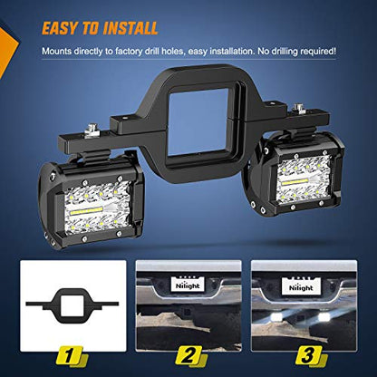 Nilight 2 Pcs 4 Inch 60W Led Pods with 2 Inch Tow Hitch Mounting Brackets Backup Reverse Lights Rear Light Bar for Pickup ATV SUV Truck Trailer Boat - color: Led Pods + 2" tow hitch
