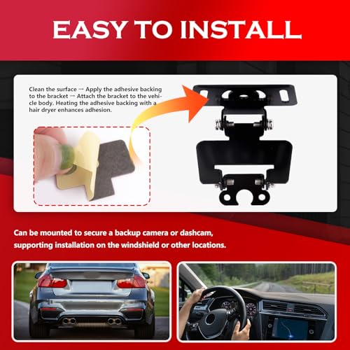 Car Rear Camera Mount Kit,Sturdy Car Backup Camera Mount Rotates 180° for Fixing Cars Dash Cam & Rear View Cameras,Professional Rears Dash Cam Mounts for Windshield with Screws