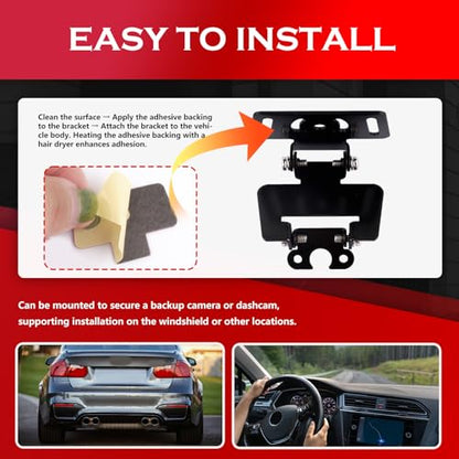 Car Rear Camera Mount Kit,Sturdy Car Backup Camera Mount Rotates 180° for Fixing Cars Dash Cam & Rear View Cameras,Professional Rears Dash Cam Mounts for Windshield with Screws