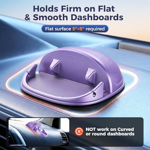 Loncaster Car Phone Holder, Car Phone Mount Silicone Car Pad Mat for Various Dashboards, Slip Free Desk Phone Stand Compatible with iPhone, Samsung, Android Smartphones, GPS Devices More (Purple) - color: Purple-1pack