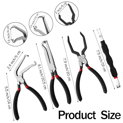 Electrical Disconnect Pliers for Cars - 4Pcs High-Carbon Steel Material with Storage Bag, Universal Automotive Connector Removal Tool for Automotive Repair, Maintenance & Troubleshooting