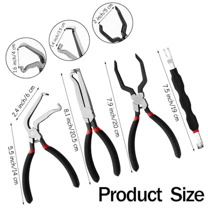 Electrical Disconnect Pliers for Cars - 4Pcs High-Carbon Steel Material with Storage Bag, Universal Automotive Connector Removal Tool for Automotive Repair, Maintenance & Troubleshooting