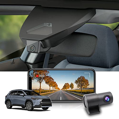 Fitcamx Front 2K+Rear 1080P Dash Cam Adapts for Toyota Corolla Cross 2023-2026 Hybrid (NOT Corolla), OEM Style, Dual HD Video, Built-in WiFi & APP, Loop Recording, G-Sensor, Easy to Use, 64GB Card - style: Front 2K+Rear 1080P