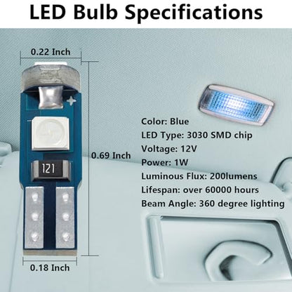 ecocstm 12 PCS T5 LED Bulbs, 74 73 37 2721 Instrument Cluster Light Bulb - color: Blue