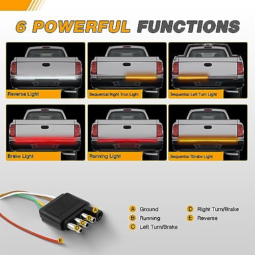 GOOACC Truck Tailgate Light Bar 48" Triple Row 360 LED Strip - size: 48" 360Led Light Strip