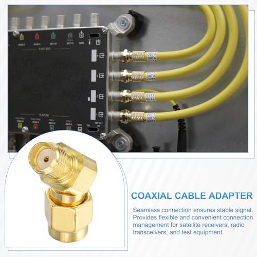 MECCANIXITY 5Pcs 135° Type SMA L-Shape Adapter SMA Male to Female Adapter Converter 50 Ohm for Antennas, Signal Monitoring, Test Bench, Router, Car Navigation, Gold
