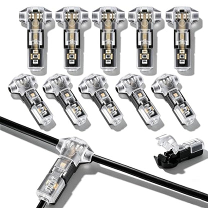 T 탭 커넥터, LED 22-20 AWG용 납땜 없는 3방향 1핀 10팩 - size: 3 Way 1 Pin (T1)