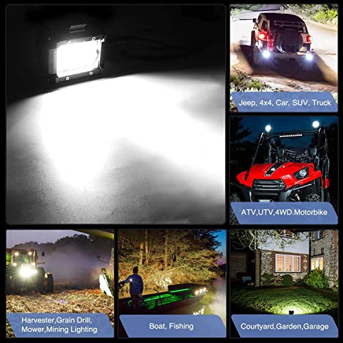 Nilight 2Pcs 4Inch LED Pods Bar Triple Row 60W Flood Spot Combo 6000LM Driving Off Road with 2007-2017 Wrangler JK/JKU 2DR 4DR A-Pillar Windshield Hinge Mounting Brackets Wiring Harness Kit - color: Led Pods+ Wiring +JK Mounting