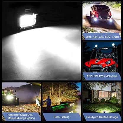 Nilight 2PC 4Inch Triple Row Lights 60W Flood Spot Combo 6000LM Bar Driving Boat Led Off Road Trucks with 12V On/Off 5 Pin Rocker Switch Power 16AWG Wiring Harness Kit-2 Leads - color: Led Pods +Wiring Harness
