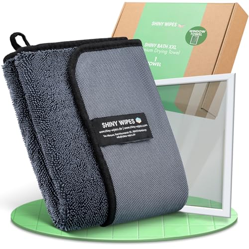 Shiny Wipes XL Window Drying Towel, The Original, Ultra Absorbent Twisted-Loop Design, Streak-Free Towel Cloth for Shiny Windows, No Streaks or Lint (1 Towel)