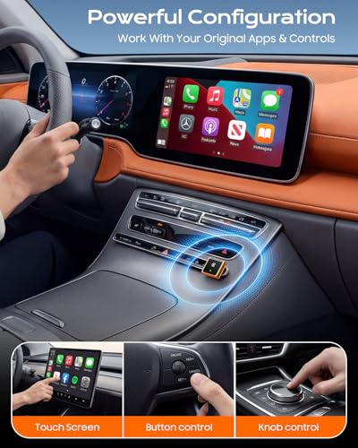 Mini Wireless CarPlay Adapter for iPhone Apple, USB-A/C Plug & Play - color: Cosmic Orange