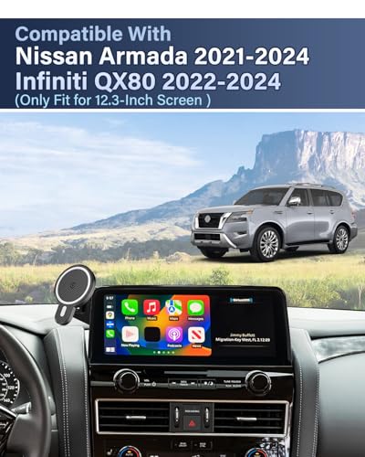 PZK Car Phone Holder for 2021-2024 Nissan Armada Custom12.3-Inch Screen - color: Magsafe+ Wireless Charging, size: Armada 2021-2024 / Infiniti QX80 2022-2024