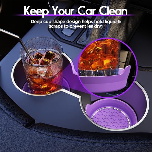 Amooca 2-Pack Car Cup Holder Coaster Bling Crystal Rhinestone Car Interior - color: Purple, size: 2 Pack