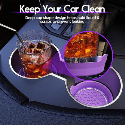 Amooca 2-Pack Car Cup Holder Coaster Bling Crystal Rhinestone Car Interior - color: Purple, size: 2 Pack