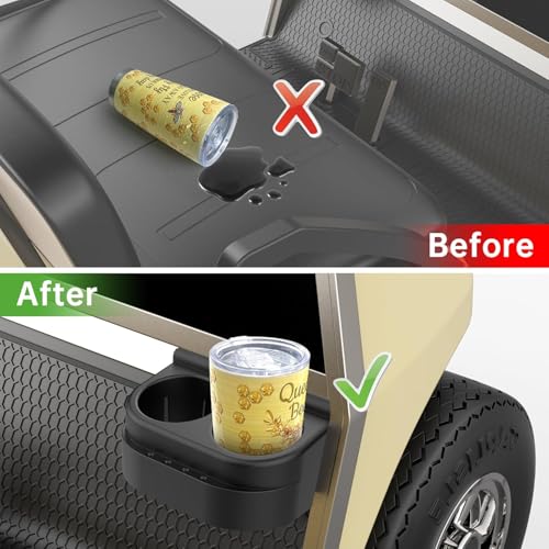 10L0L Golf Cart Dual Cup Holder for Club Car DS 1993-Up Gas & Electric Carts, Black ABS Plastic Drink Holder Storage Accessories, OEM# 1016811 101708301, 2 Pack