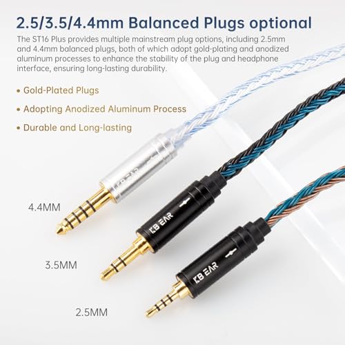 keephifi 6ft IEM Cable 2 Pin 3.5mm, KBEAR ST16-Plus 2m Upgrade 16-Strand Headphone Extension Cable, Silver-Plated Earbuds Wire for Truthear Hexa/Zero, Simgot EW100P, Moondrop blessing2 - color: BrownBlue, style: 3.5 2PIN