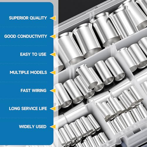 166Pcs Wire Ferrules Kit, Silver Copper Crimp Terminals