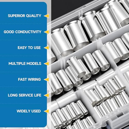 166Pcs Wire Ferrules Kit, Silver Copper Crimp Terminals