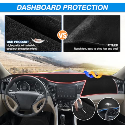 Sonata Dash Cover-Dashboard Cover for Hyundai Sonata 2011 2012 2013 2014 Accessories Suede Dash Mat for Sonata Anti-Glare and Sun Protection Back - size: Hyundai Sonata 2011-2014