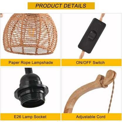 Plug in Wall Sconce,Farmhouse Wicker Wall Lamp Plug in,Hand Woven Rattan Wall Light Farmhouse Rustic Boho Sconces Wall Lighting for Living Room Bedroom - color: Rattan, size: 2 Pack 7.87IN