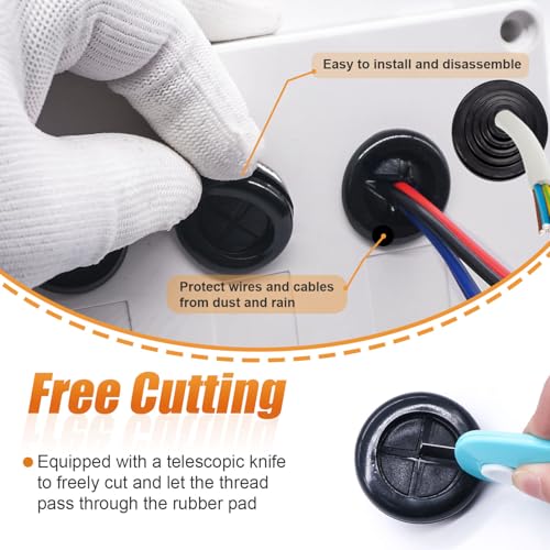 mankk 233PCS Rubber Grommet Kit 27 Sizes (7/25"-2-3/8") Tower/Oval/Round Firewall Grommet Wire Grommet Double Sided Rubber Hole Plug with Knife for Wire Protection - size: 27 Sizes