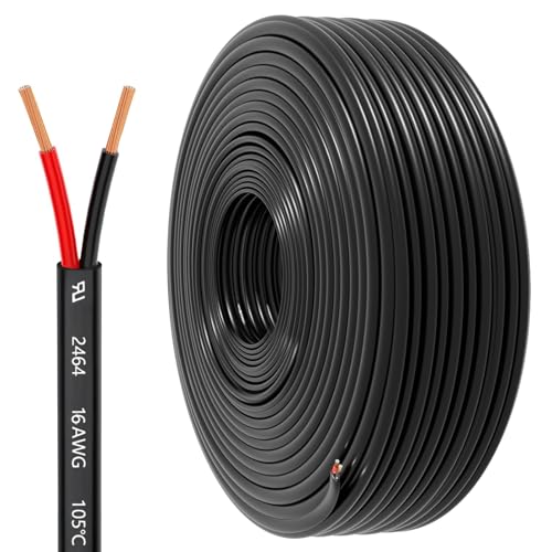16 Gauge Wire 2 Conductor Electrical Wire, 16 AWG 1.309mm² Wire PVC Cord,12V/24V DC Low Voltage/Copper-clad Aluminum(CCA) 2 Wire for Automotive Wire LED Strips Lamp Lighting Marine(30.5M/100FT) - color: 16AWC, size: 100FT