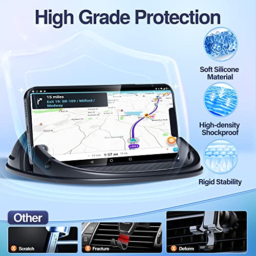 Loncaster Car Phone Holder, Car Phone Mount Silicone Car Pad Mat for Various Dashboards, Slip Free Desk Phone Stand Compatible with iPhone, Samsung, Android Smartphones, GPS Devices and More, Black - color: Black-1pack