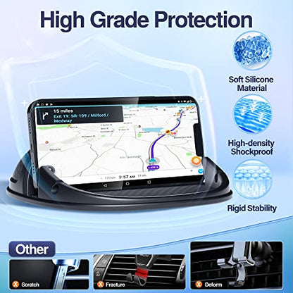 Loncaster Car Phone Holder, Car Phone Mount Silicone Car Pad Mat for Various Dashboards, Slip Free Desk Phone Stand Compatible with iPhone, Samsung, Android Smartphones, GPS Devices and More, Black - color: Black-1pack