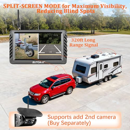 X5 Magnetic Solar Wireless Backup Camera with 5" HD Monitor, 1-Min Zero-Install for RV Truck Trailer, 320ft Signal Range, 15000mAh Battery & 5W Solar Panel Back Up Camera - size: 5" Monitor w/ Cam