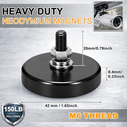 Morningro 24 Pack Mounting Magnet 150lb Magnetic Base M6 Threaded Stud Nut - size: 150lb,1.65inch,M6