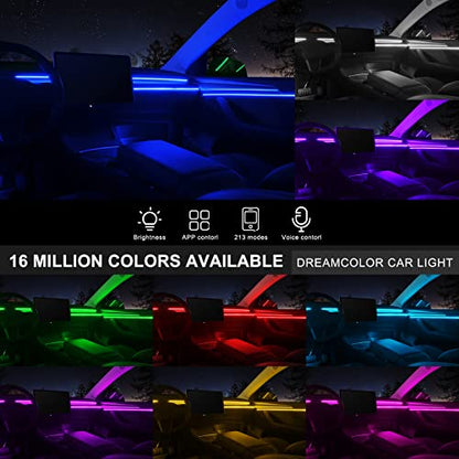 Acrylic Interior Car LED Strip Light with Wireless APP, RGB 6 in 1 with 175 inches 593 LEDs Fiber Optic Ambient Lighting Kits, 16 Million Colors Sound Active Function Car Neon Lights - size: RGB Kit - 6 in 1