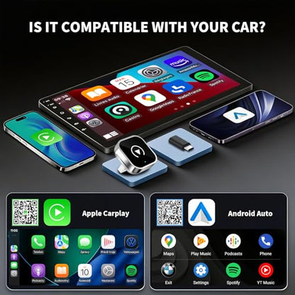 Wireless CarPlay and Android Auto Adapter, Ultra-Compact Aluminum Design with Dual-Band Technology, USB-C/USB-A Compatible for Wired CarPlay Vehicles