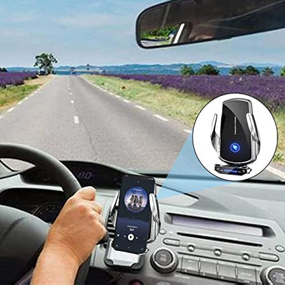 Wireless Car Charger Mount Automotive Electric Induction 15W Fast Charging Auto Clamping Car Phone Holder Mount Wireless Charging Mount Air Vent Phone Holde Compatible with All Android (Silver) - color: Silver
