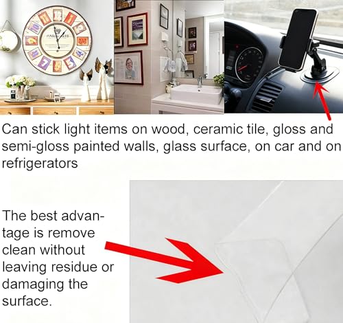 Double Sided Tape for Walls Heavy Duty Dashboard Adhesive Removable Pad Suction Cup Mount Replacement Picture Hanging Mounting Dots Sticky Adhesion for Car Toys, Decoration, Balloon,Art Craft, Party - size: Transparent 3.15 In Diameter+Square