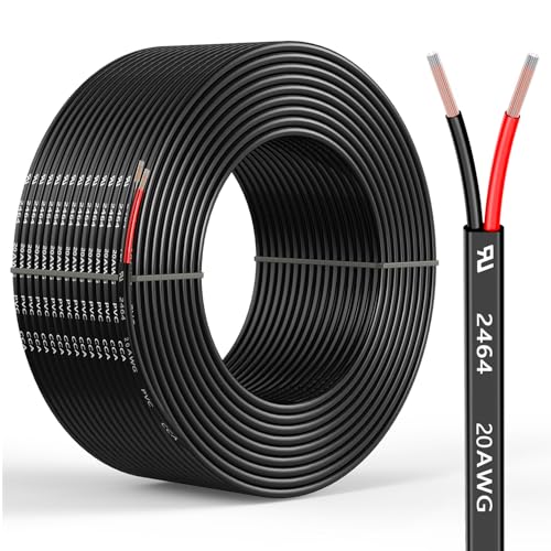 20 Gauge 2 Conductors 16.4FT Electrical Wire, Flexible Low Voltage PVC Copper Clad Aluminum Extension Cord for Car Speaker Wire, Car Lighting, LED Wire, Outdoor Lighting, Residential Wiring,12V/24V DC - size: 16.4FT, style: 20AWG