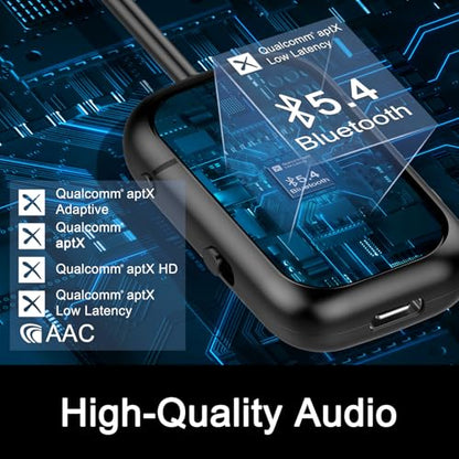 Premium Airplane Bluetooth 5.4 Transmitter Adapter,Supports 2 AirPods/Headphones 2-in-1 Bluetooth Transmitter Receiver with aptX Low Latency,Wireless Adapter for Flight,TV,Gym,Tablets Car Stereo - color: Black