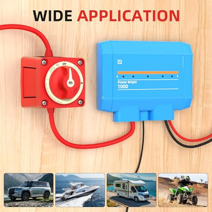 Battery Disconnect Switch 12V 48V Marine Battery Cut Off Switch 300A Heavy Duty Ignition Protected On/Off Battery Kill Switch for Car Boat RV ATV UTV Vehicles - color: 300A On-Off