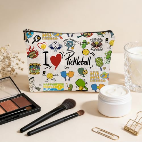 JIUWEIHU Pickleball Makeup Bag, Pickleball Gifts for Women Cosmetic Bags - color: Multicolor 0069