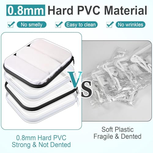 Hoolerry 4 Pcs Hard Clear Zipper Case, Clear, 9.8 x 7.9 x 2 in, Bicolor - color: Black and White, size: 9.8 x 7.9 x 2 in