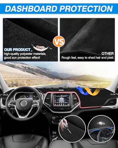 CARTIST Dash Cover Fits for Jeep Cherokee 2014-2023 (NOT for Grand Cherokee) (Only Fits Cherokee Latitude) Dashboard Cover Mat for Cherokee Accessories - size: Jeep Cherokee 2014-2023
