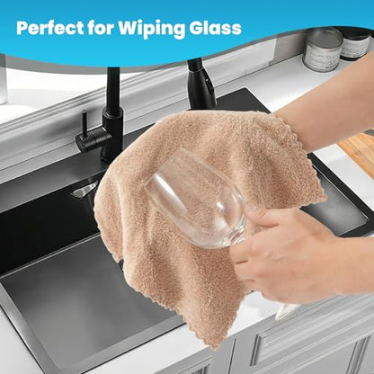 12 Pack Cleaning Cloth,Ultra Soft Absorbent Quick Drying Microfiber Cleaning Rags,No Scratches,Reusable,Washable,Lint Free Cleaning Towels for Kitchen,Window,Glass,car,11.8"×11.8"(Camel) - color: Camel