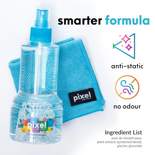Pixel Perfect | 10oz | Screen Cleaner Kit, for TV, Laptops, Computers, Monitors, Phones, Tablets | 300ml Cleaning Kit, Premium Natural Spray